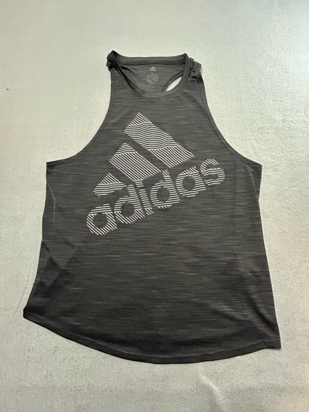 adidas Black Women's Striped Logo Muscle Tank